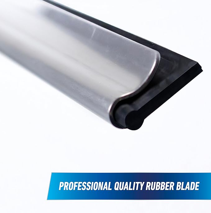Unger Professional Connect and Clean 18” Grip Swivel Window Glass Squeegee and 8’ Pole 180-Degree Pivoting Handle with Lock Cleaning Supplies for Streak-Free Results
