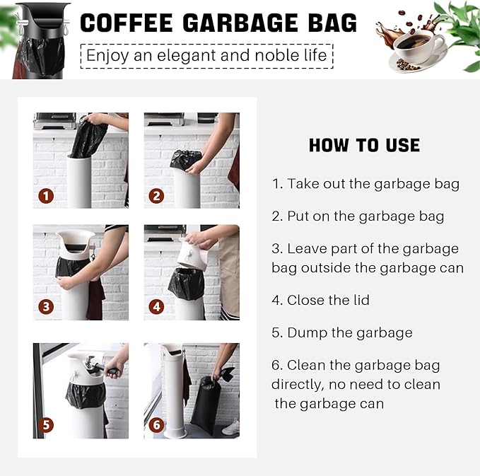 Espresso Knock Box Garbage Bags for Commercial Floor Standing coffee knock box Large trash bags for Coffee Grounds for Coffee Shop Bar KitchenOffice (2Roll/50pcs)