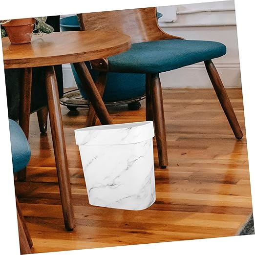 Ciieeo Narrow Marble Pattern Trash Can Open Top Plastic Wastebasket for Bathroom Bedroom Kitchen Stylish and Easy to Clean for Modern Spaces