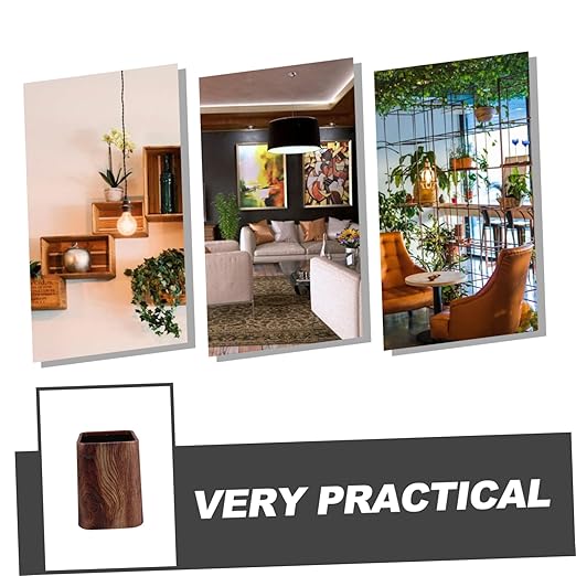 Unomor Wood Grain Plastic Trash Can Faux Wood Wastebasket for Kitchen Bathroom to Clean and Maintain Elegant Design for Home Decor