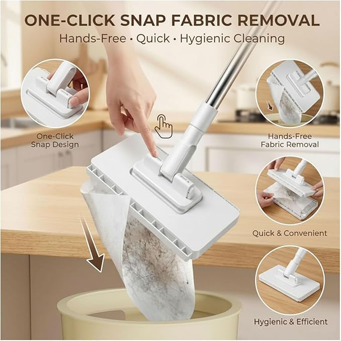Clip to Grip Mop360 Swivel Floor Cleaner for Hardwood &amp Tile Hands-Free One-Button Release Use Any Cloth or Towel Wet &amp Dry Cleaning
