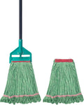 KeFanta 60 Inch Loop-End String Mop Heavy Duty Commercial Mops for Floor CleaningIndustrial Cotton Wet Mop with Extra Mops Head Replacement(Green)