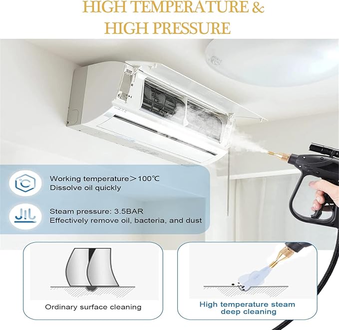 WZFANJIJ Multifunction Handheld Steam Cleaner 3000W High Pressure Portable Steam Cleaning Machine High Temperature Steam Clean for Furniture Kitchen Car HouseholdYellow-220v