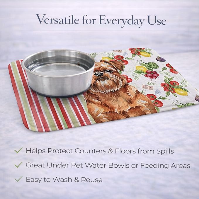 Caroline's Treasures Red Brussels Griffon Vegetables Dish Drying Mat Absorbent Dish Drying Mat Pad for Kitchen Counter Dish Drainer Mat for Countertop 14 x 21 Multicolor
