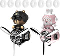 2Pcs Car Air Fresheners Cute Bear Pilot Automotive Air Outlet Creative Car Perfume Diffuser Automotive Accessories Air Vent Decoration with 8 Fragrant Tablets (Black 1+Pink 1)