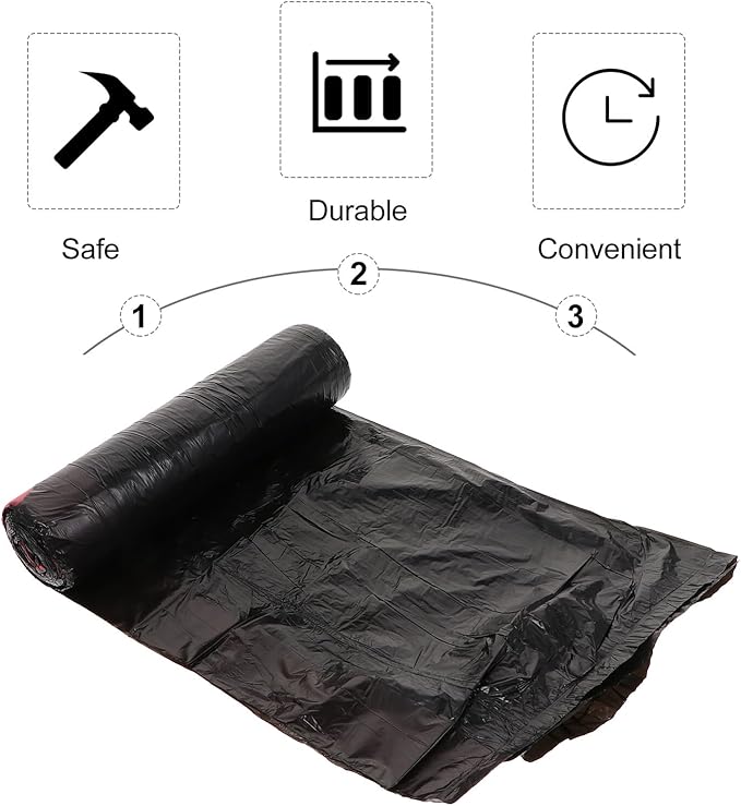Beaupretty 10 Packs Drawstring Trash Bags Black Plastic Rubbish Bags 15pcs Per Pack Household Waste Container for Kitchen and Bathroom Use