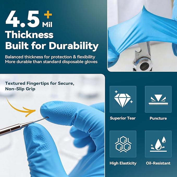 Blue Nitrile Gloves Disposable Latex &amp Powder Free Safe Gloves for Food Cooking Kitchen Cleaning Healthcare Salons