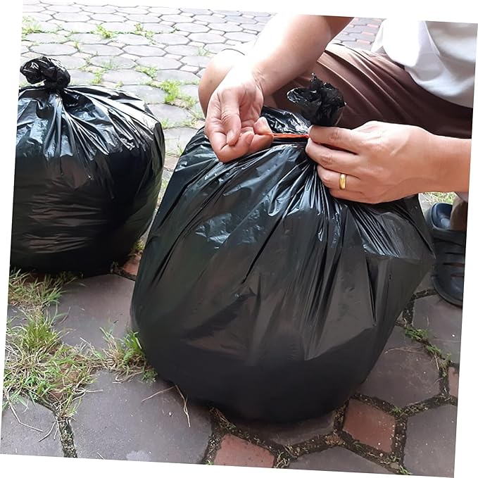 200Pcs Thickened Portable Trash Bags Garbage Pouches for Bathroom Kitchen and Living Room Durable Pe Easy Use Design Black Color