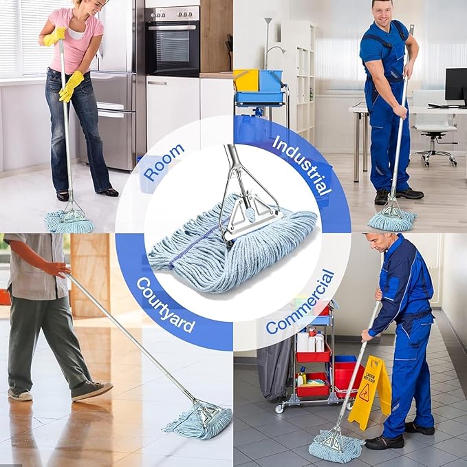 Commercial Mop Handle Heavy DutyIndustrial Metal Mop Stick Replacement for Home Garage Office WorkshopWarehouse Floor Cleaning2Pack