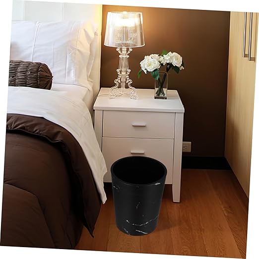Ciieeo Recycle Bin Round Plastic Trash Can Marble Pattern Large Capacity Wastebasket for Home Office