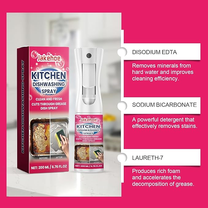 Kitchen Dish Spray - Grease Dissolver Removes Stubborn Stains Gentle On Dishes Easy To Use(3PCS)