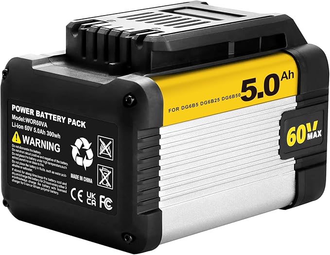 5Ah 60V Li-ion Replacement Battery for Worx for CAT for Caterpillar DG6B5 DG6B25 DG6B50 DG651 DG670 DG210 DG620 DG630
