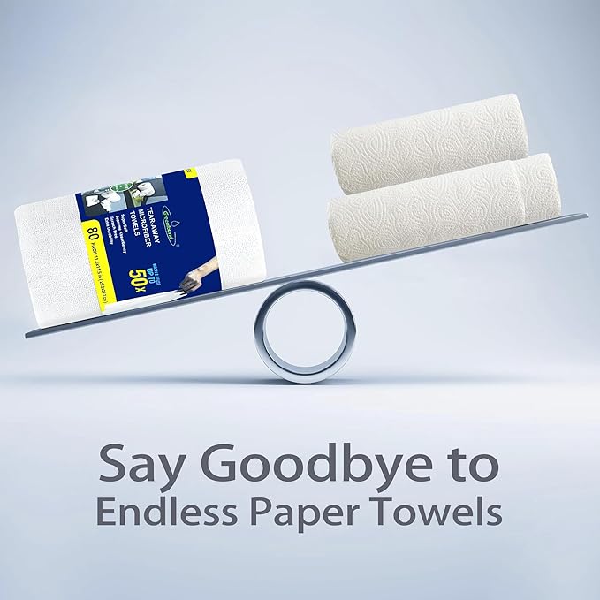 Greenfound Microfiber Cleaning Cloth Roll -80 Pack 11.5x11.5 Tear Away Towels Reusable and Washable Rags White