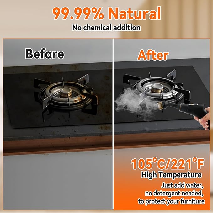 Handheld Steam Cleaner 2500W High Pressure Steam Cleaner Fast Heat-Up 3 Steam Levels 1400ml Large Capacity for Home Car Grease Grout Tile