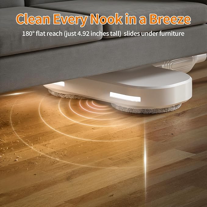 Adjustable Cordless Electric Spin Mop with self-propelled water sprayer/8000mAh Battery/LED Headlightself-propelled design with 6 Washable mop Pads for Hardwood Tile Floors Quiet Cleaning/Waxing