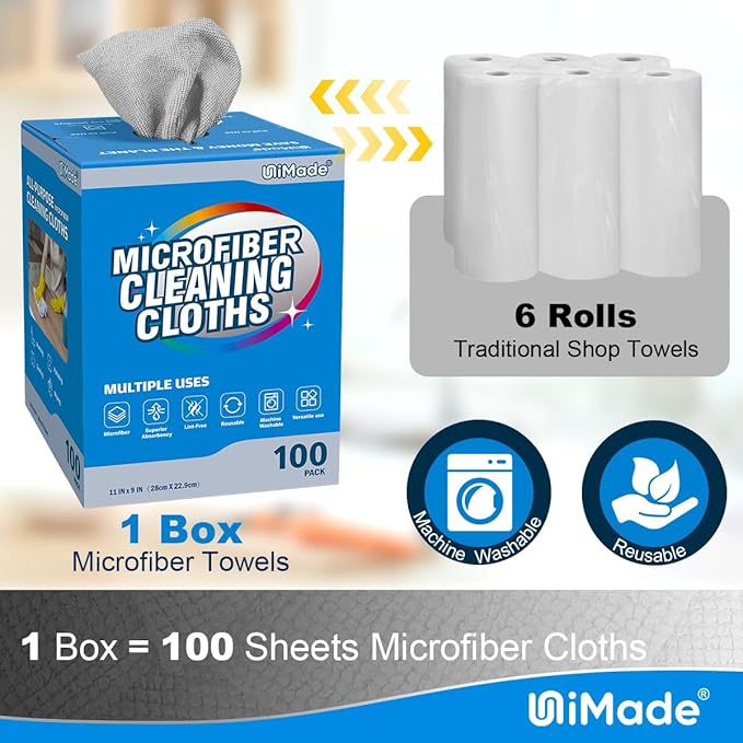 Microfiber Cleaning Cloth 100 Sheets Microfiber Towels for Cars Commercial Grade Washcloths Lint-Free Bulk Shop Towel Cleaning Rags for Mechanic Restaurant Garage Housekeeping 11x 9 Grey