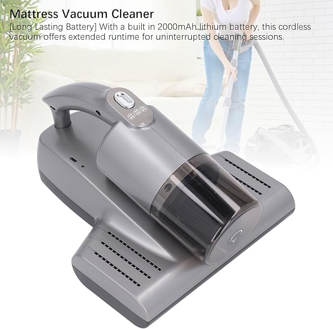Alomejor Mattress Vacuum Cleaner Bed Vacuum Cleaner with 15Kpa Powerful Suction 57000RPM Light Ultrasonic Technology for Dust Pet Hair Sofa Blanket Carpet