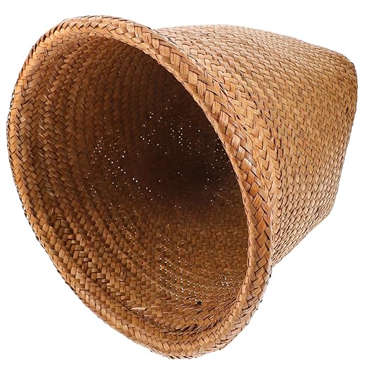Kichvoe Woven Straw Wastebasket Medium Versatile Trash Bin for Office Bedroom Living Handmade Rubbish Container for Paper Tissues and Storage Random Color
