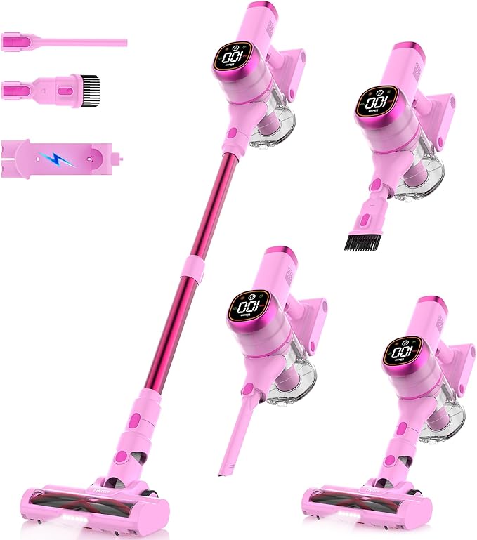 Tikom V500 Cordless Vacuum Cleaner for Home 40000Pa/450W Stick Vacuum with LED Touch Screen Charging Wall Dock Anti-Tangle Lightweight Handheld Vacuum for Pet Hair Hard Floor Carpet