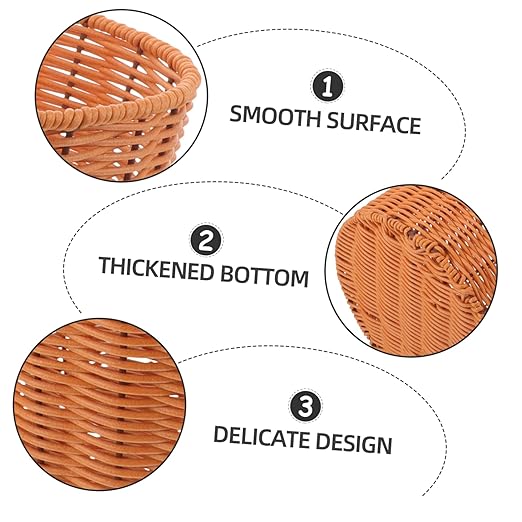PRETYZOOM Woven Waste Basket Multi-Function Storage for Sundries and Fruits Lightweight and Sturdy Design for Bedroom Kitchen Rustic Imitation Rattan Look Practical Organizer for Clean and
