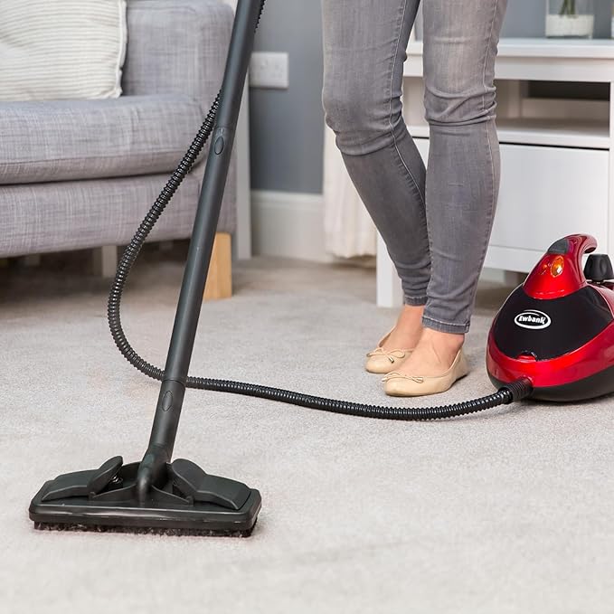 Ewbank Dynamo Steam Cleaner for Chemical-Free Cleaning Multipurpose with Attachments Portable Multi-surface For Carpets Tiles Bathrooms Floors and More Red SC1000