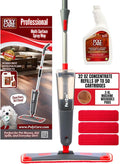 Hardwood Floor Premium Spray Mop - Includes Hardwood Concentrate Cleaner - Three Machine Washable Microfiber Cleaning Pads - Pre-Filled Cartridge - Extension Piece - Scuff Remover
