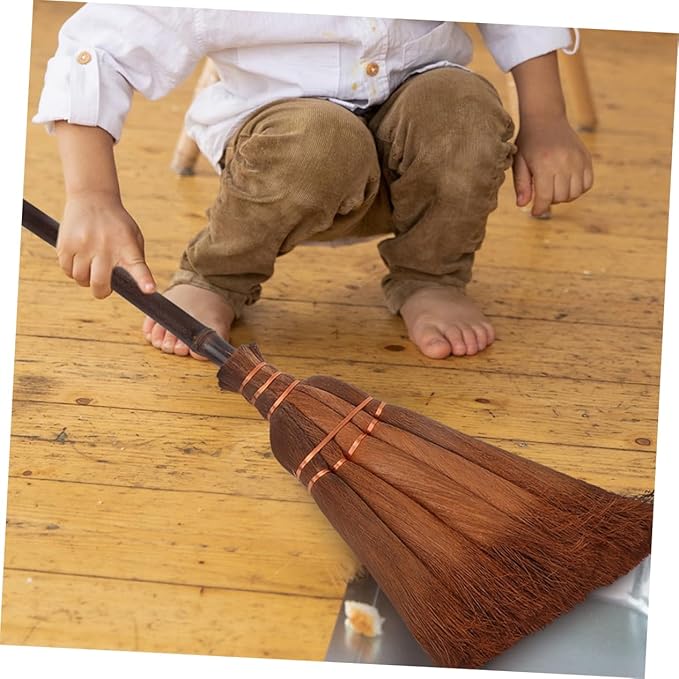 UPKOCH 2pcs Boys and Girls Broom Set Boys and Girls Broom Dustpan Natural Straw for Toddlers Indoor Outdoor Cleaning Tool