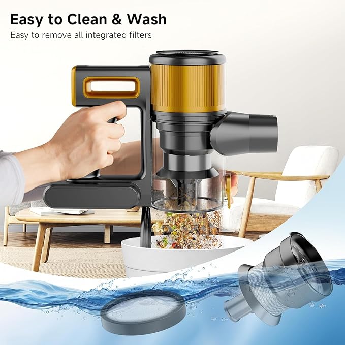 Cordless Vacuum Cleaner 8 in 1 40Kpa 55MinsLightweight Vacuum Cleaners for Home Stick Vacuum with Anti-Tangle BrushWall Mount Rechargeable Cordless Vacuum for Floor/Sofa/Pet HairGolden