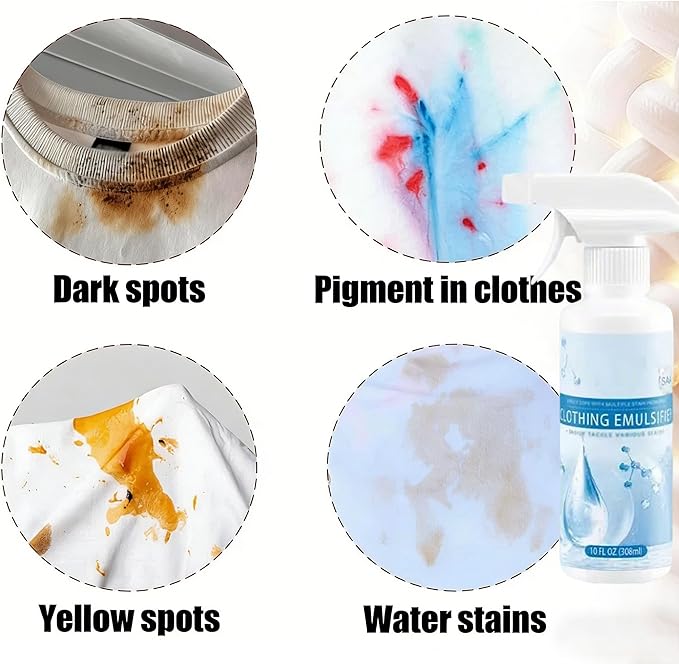 300ml Cleanse Natural Clothing EmulsifierNon Ionic Emulsifier Clothing CleanerPowerful Spot Remover Laundry Spray Fabric Conditioner Restore Faded Color (2PCS)