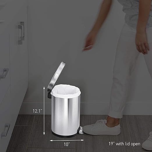 simplehuman 4.5 Liter Bathroom Trash Can White Steel