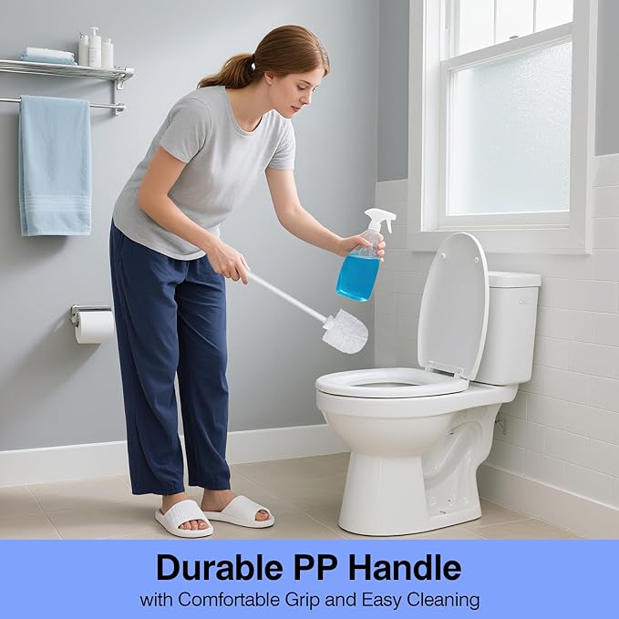 15 Pcs Toilet Brushes 14.2 Inch Toilet Bowl Brush Long Plastic Handled Cleaning Scrubber Heavy Duty Toilets Scrubber Brush for Home Commercial Restrooms Bathroom Cleaning(White)