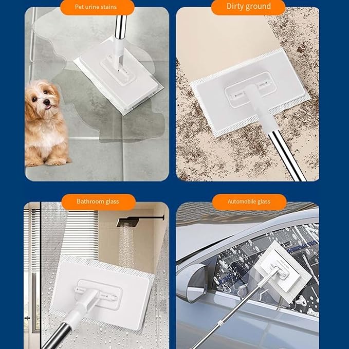 2026 New Zero Touch Mini MopDisposable Dust Mop with 4 Reusable Cloths and Locking Head Wet and Dry Automatic Gripping No-Touch Disposable Small Mops for Hardwood Tile Marble (2SET)
