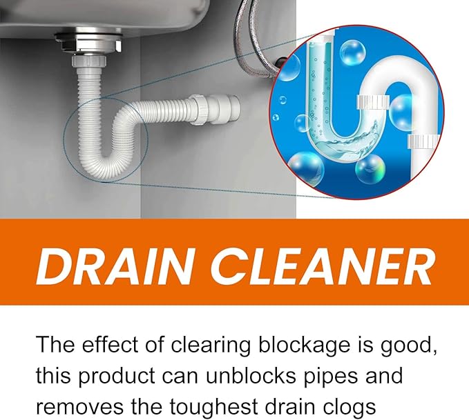 Powerful Pipe Unclogging Liquid for Kitchen and Toilet - Fast Acting Drain Cleaner to Remove Hair Grease &amp Odor Keep Drains Fresh &amp Clear(1PCS)