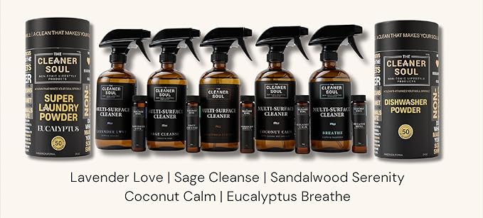 4 Refills - Natural All-Purpose Cleaner Concentrate Essential Oils Glass Bottle Non-Toxic Multi-Surface (Lavender Love)