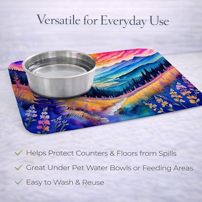 Caroline's Treasures DAC1406DDM Annual Larkspur in Color Dish Drying Mat Absorbent Dish Drying Mat Pad for Kitchen Counter Dish Drainer Mat for Countertop 14 x 21 Multicolor