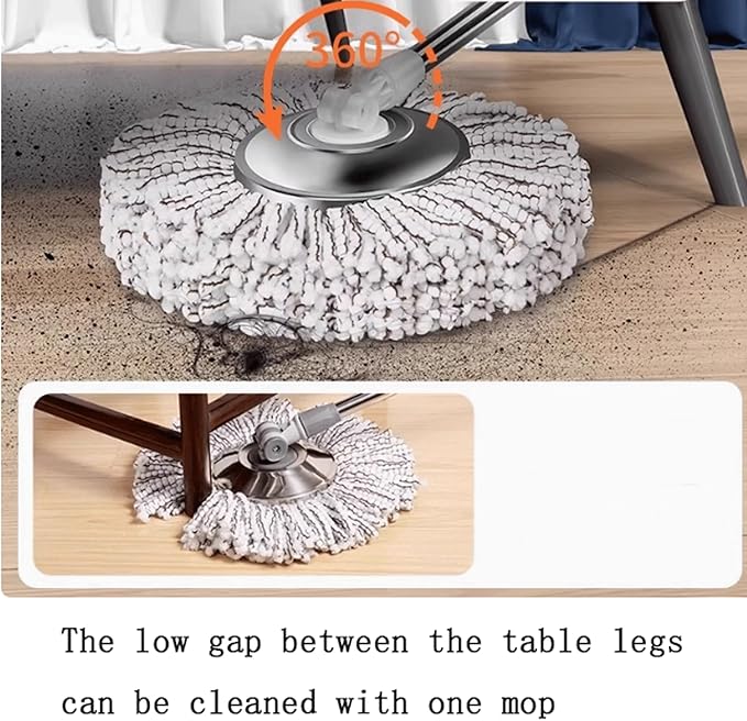 mop Mop for Floor Cleaning Long Handled Microfiber Floor Mop Automatic Spin Drying 2 mop Heads for Kitchen Restaurant Bathroom 1.25m mops