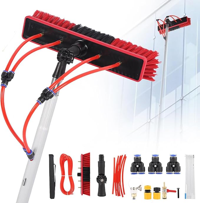 Telescopic Solar Panel Cleaning Brush 3-20M Extendable Water Fed Window &amp Roof Cleaner 55cm Brush for Efficient Solar Panel Maintenance