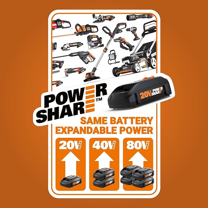 WORX 20V Cordless Stick Vacuum WX038L.1 Powerful Cordless Vacuum Cleaner 25Kpa High Suction for Pet Hair Lightweight Handheld Vacuum Cleans Floors Carpet Car – Battery &amp Charger Included