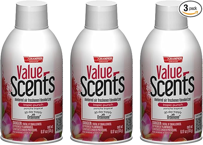 Champion Sprayon ValueScents Metered Air Freshener Refill 7 oz Odor Control Fragrance Tropic Punch (3 Pack)