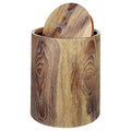 BESTOYARD Imitation Wood Grain Trash can with Lid - 12L Large Capacity Wastebasket for Home Office and Hotels for Living Room and Bedroom
