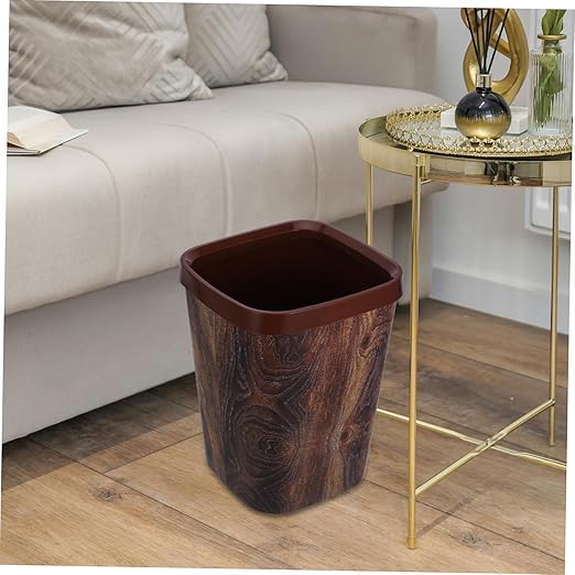 Imitation Grain Garbage Can Wastebasket for Bathroom Office Stylish and Space-Saving Household Trash Holder