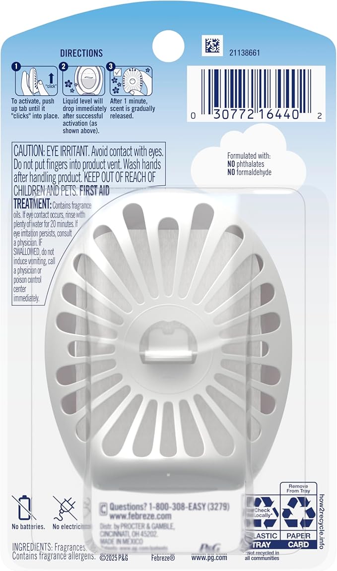 Febreze Bathroom Air Freshener Odor-Fighting Plug-In Alternative Home Bathroom &amp Kitchen Use Downy April Fresh Scent 6 Count