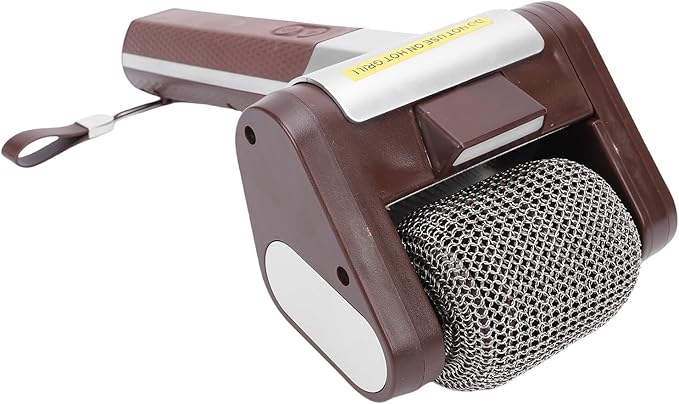 Electric Grill Cleaner Cordless Rechargeable BBQ Accessories Scrubber Brush with 350 RPM Stainless Roller LED Light Spinning Grill Cleaning Scrub Brush for BBQ Grates (Brown)