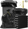 LORIBEN 55 Gallon Trash Bags Black Heavy Duty Outdoor Garbage Bags 60 Count with tying ropes