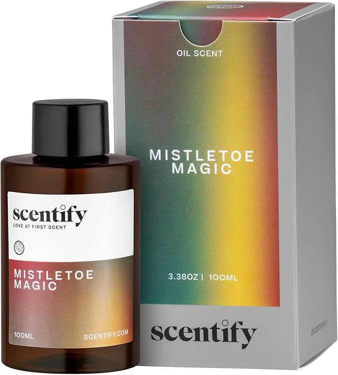 Scentify Holiday Mistletoe Magic Aroma Oil Christmas Refill Scent for Oil Diffusers - Pine Oak Moss Clove Cedar - Luxurious Relaxing Aromatherapy Fragrance 100ml 3.38oz