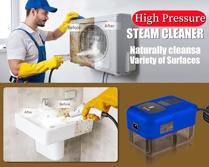 Handheld Steam Cleaner for Home 2500W High Pressure Steamer for Cleaning 9-Level Multipurpose Steam Cleaner for Car Floor Upholstery Kitchen Bathroom Grout Tile 14 Accessories Included (Dark Blue)
