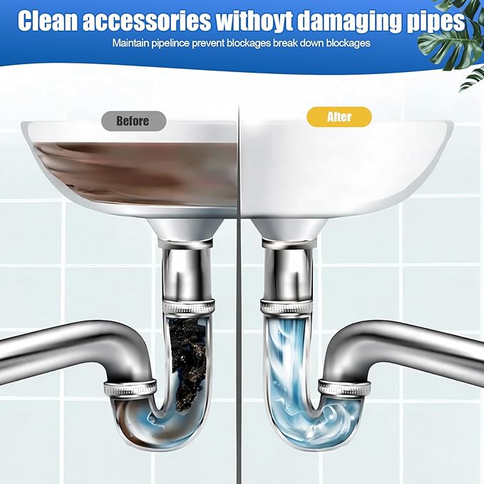 Sink Drain Cleaner Powerful Pipeline Dredging Agent Drain Clog Remover for Unclogs Bathroom and Kitchen Sinks Drains (2PCS)