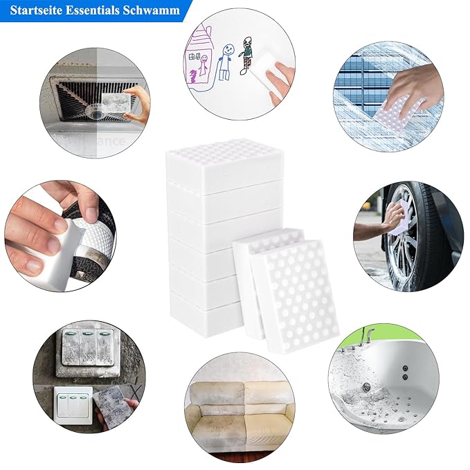 Dirt Eraser Sponge Pack of 50 Eraser Sponge Cleaning Sponge Magic Sponge 2 x Compression Melamine Sponge Wonder Sponge White Cleaning Sponge for Household Kitchen Shoe Sponge