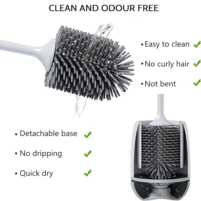 Toilet Brush 2 Pack Toilet Bowl Brush and Holder with Ventilated Holder Bathroom Accessories Toilet Bowl Cleaners with Silicone Bristles Cleaning Supplies Toilet Cleaner Brush for Deep Cleaning