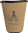 Personalized Octopus &amp Burlap Print Waste Basket - Double Sided (Black)